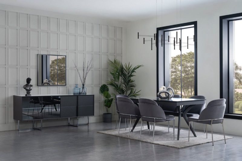 Luna Antrasit Yemek Odası Takımı