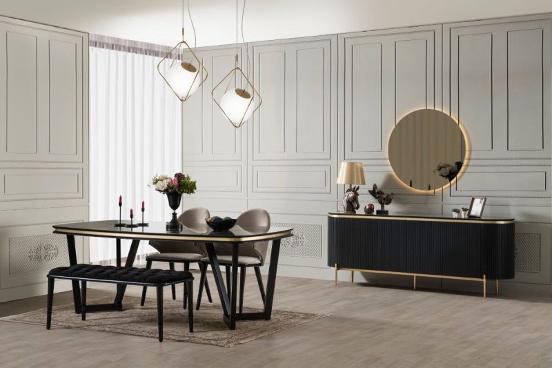 Tesla Back Gold Yemek Odası Takımı