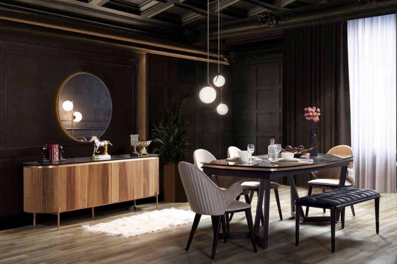 Tesla Ceviz Bronze Yemek Odası Takımı